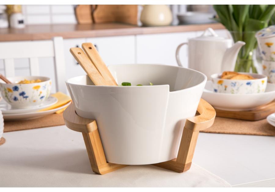 Zdjęcie: Salaterka owalna Regular 29x25x16 cm z podstawą i Łyżkami bambusowymi nbc ALTOMDESIGN