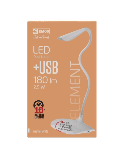 Zdjęcie: Lampa biurkowa LED D08 biała, zasilana z USB EMOS