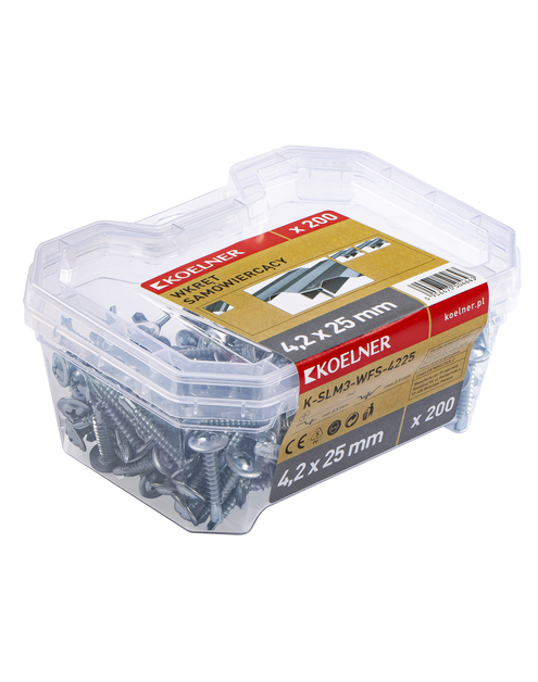 Zdjęcie: Wkręt samowiercący do cienkich blach i drewna 4,2x25 mm, 200 sztuk KOELNER