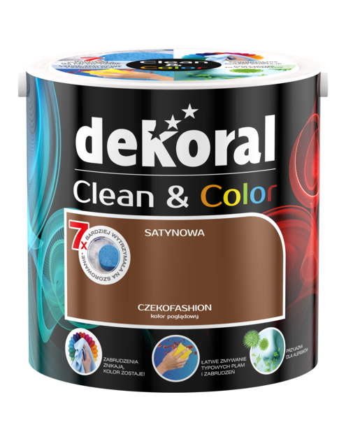 Zdjęcie: Farba satynowa Clean&Color 2,5 L czekofashion DEKORAL
