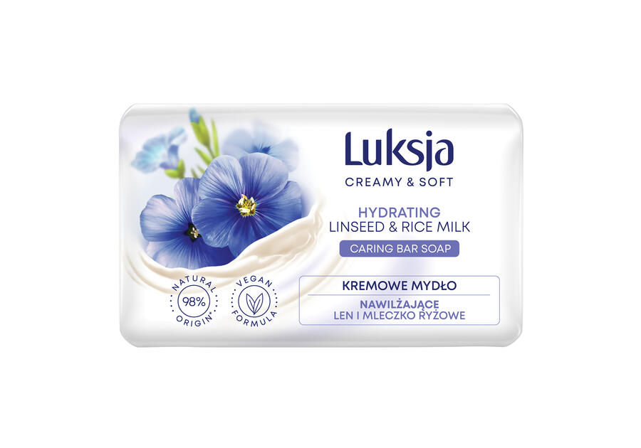 Zdjęcie: Mydło w kostce Creamy & Soft len i mleczko ryżowe 0,09 kg LUKSJA