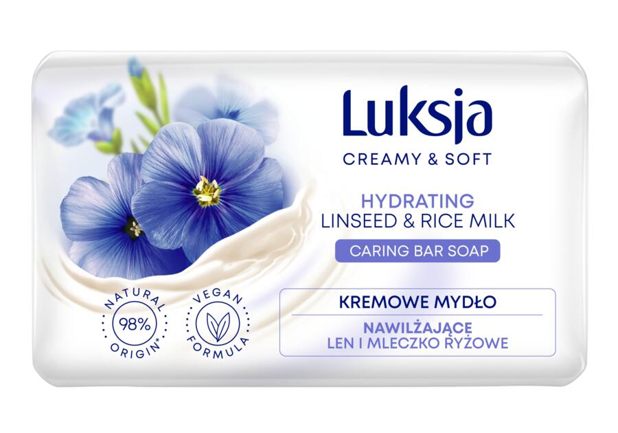 Zdjęcie: Mydło w kostce Creamy & Soft len i mleczko ryżowe 0,09 kg LUKSJA