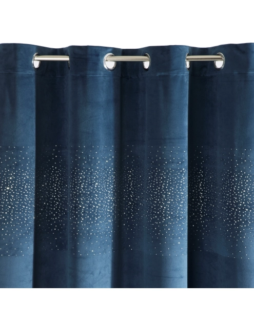 Zdjęcie: Zasłona welwetowa Sena 140x250 cm granatowa na przelotkach EUROFIRANY