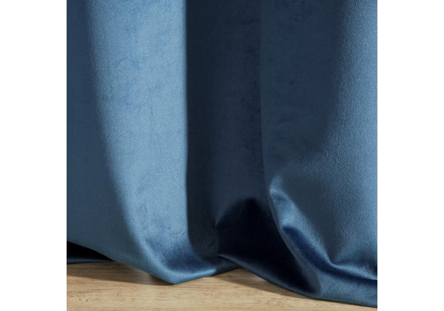 Zdjęcie: Zasłona welwetowa Sena 140x250 cm granatowa na przelotkach EUROFIRANY