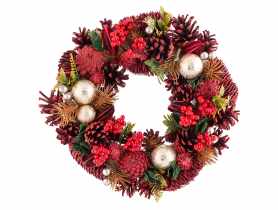 Wianek zimowy w czerwonych odcieniach 30x30x8 cm ALTOMDESIGN