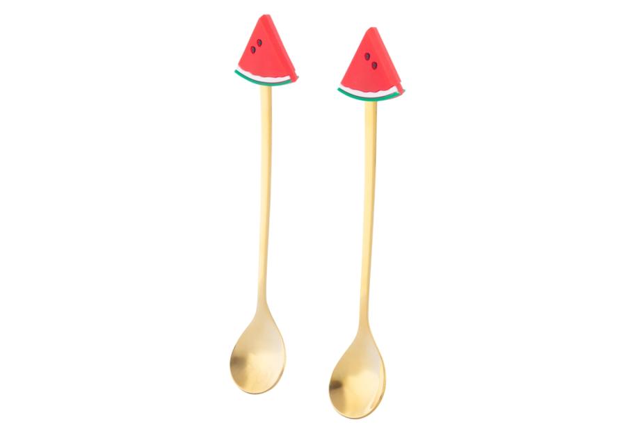 Zdjęcie: Komplet 2 łyżeczek w odcieniu złota z ozdobną końcówką arbuz ALTOM DESIGN