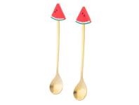 Zdjęcie: Komplet 2 łyżeczek w odcieniu złota z ozdobną końcówką arbuz ALTOM DESIGN