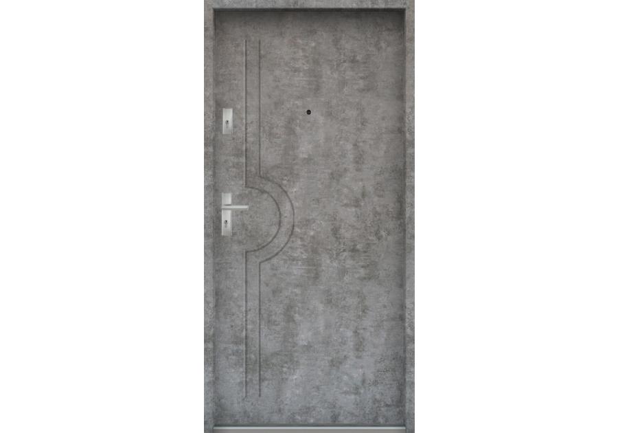 Zdjęcie: Drzwi wejściowe do mieszkań Bastion N-03 Beton srebrny 80 cm (NW) prawe ODO KR CENTER