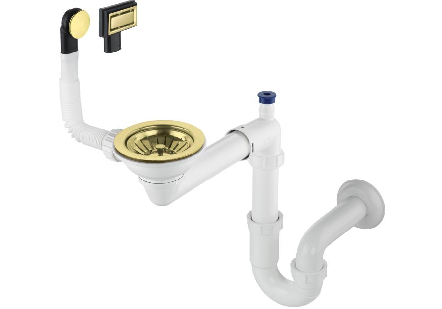 Zdjęcie: Syfon do zlewozmywaka granitowego 1-komorowego Space-Saver Syfon złoto szczotkowane DEANTE