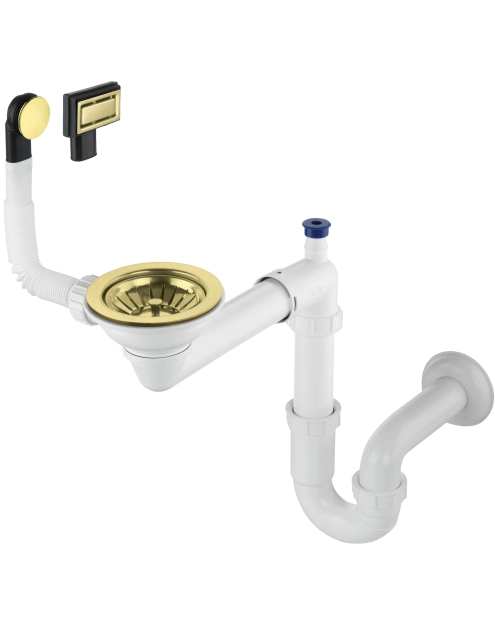 Zdjęcie: Syfon do zlewozmywaka granitowego 1-komorowego Space-Saver Syfon złoto szczotkowane DEANTE