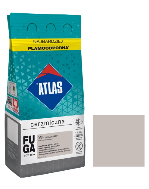 Zdjęcie: Fuga ceramiczna 034 jasnoszary, alubag, 5 kg ATLAS