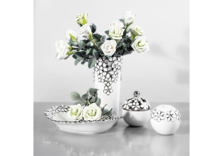 Zdjęcie: Wazon Elis 12x12x27 cm biało-srebrny EUROFIRANY