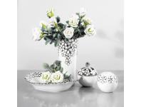 Zdjęcie: Wazon Elis 12x12x27 cm biało-srebrny EUROFIRANY