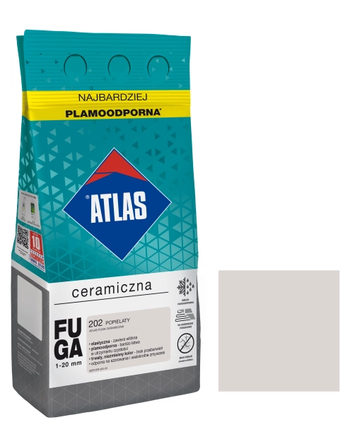 Zdjęcie: Fuga ceramiczna 202 popielaty, alubag, 5 kg ATLAS