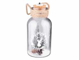 Świąteczna dekoracja w słoiku oświetlenie LED 10x10x21 cm ALTOMDESIGN