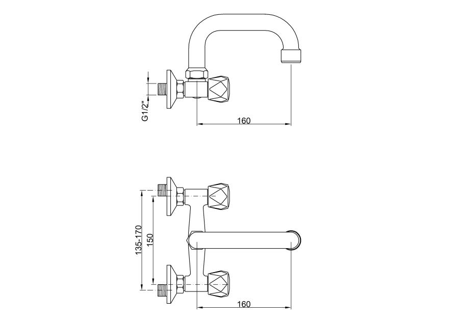 Zdjęcie: Bateria umywalkowo-zlewkozmywakowa Modena chrom, U 16 cm INVENA