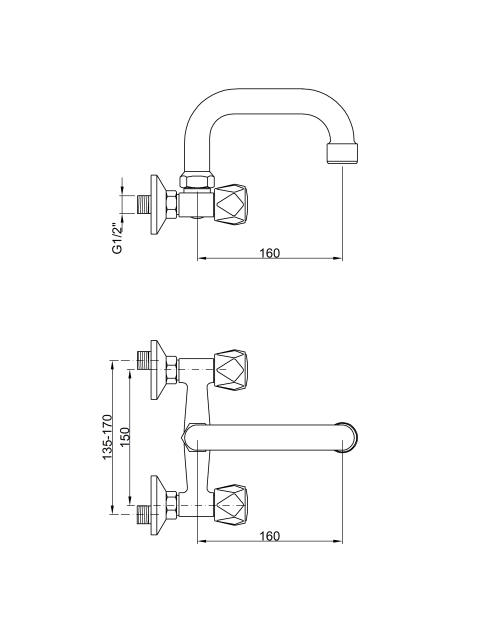 Zdjęcie: Bateria umywalkowo-zlewkozmywakowa Modena chrom, U 16 cm INVENA