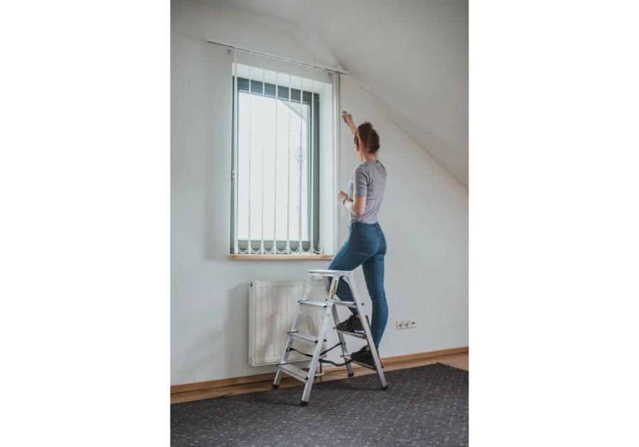 Zdjęcie: Drabina aluminiowa dwustronna 2x4 stopnie 125 kg DRABEST