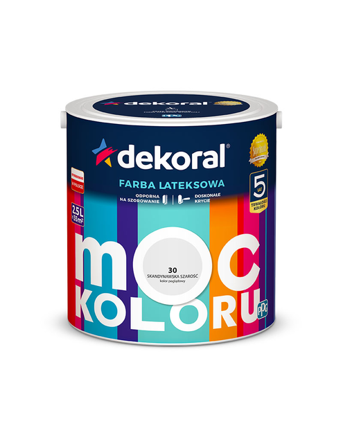 Zdjęcie: Farba lateksowa Moc Koloru skandynawska szarość 2,5 L DEKORAL