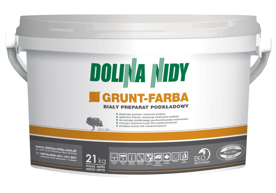 Zdjęcie: Grunt-farba biała farba podkładowa 21 kg DOLINA NIDY