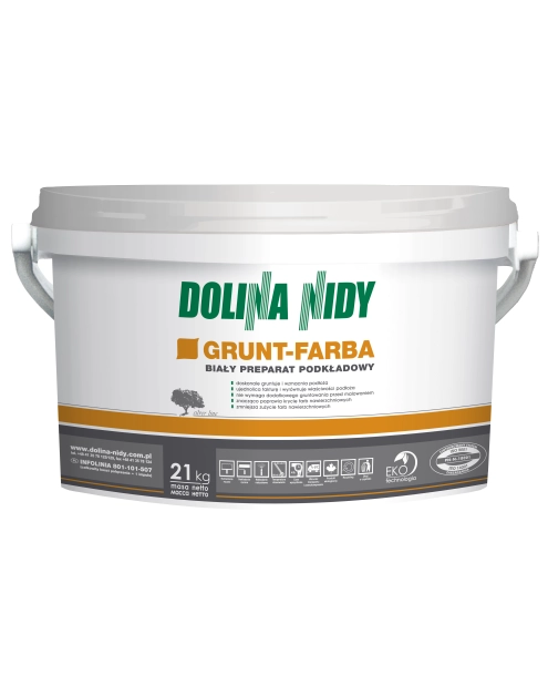 Zdjęcie: Grunt-farba biała farba podkładowa 21 kg DOLINA NIDY
