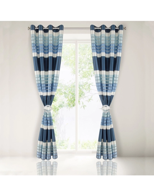 Zdjęcie: Zasłona Eric 140x250 cm granatowa na przelotkach EUROFIRANY