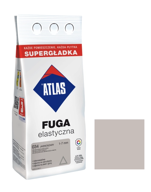 Zdjęcie: Fuga elastyczna kolor 034 jasnoszary alubag 2 kg ATLAS