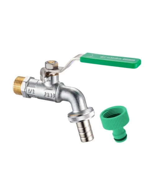 Zdjęcie: Zawór kulowy czerpalny 1/2"x3/4"x15 szybkozłącze CALIDO