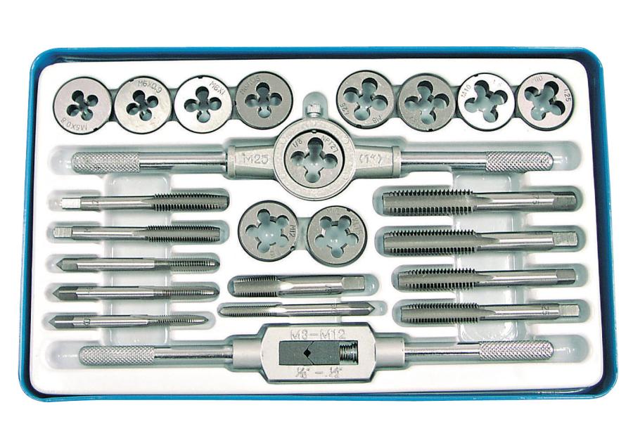 Zdjęcie: Komplet gwintowników i narzynek 5-12 mm - 24 szt. kaseta MEGA