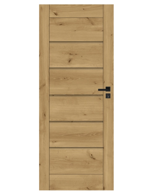 Zdjęcie: Drzwi wewnętrzne Chicago dąb górski 60 cm prawe pełne slim WINDOOR