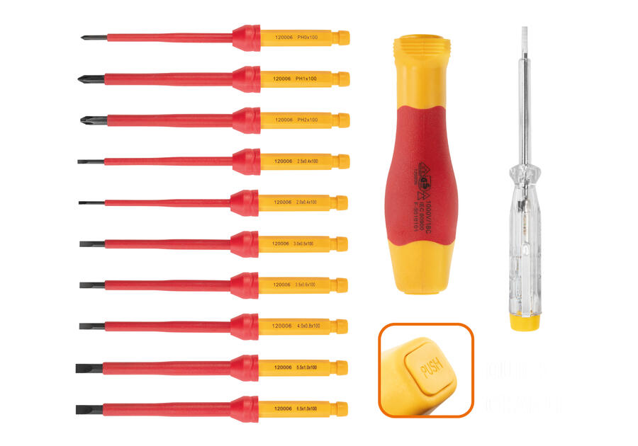 Zdjęcie: Końcówki wkrętakowe z uchwytem 1000V, 12 sztuk NEO
