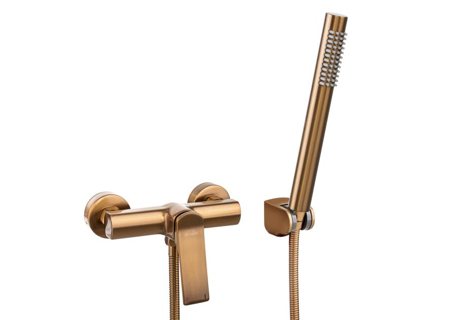Zdjęcie: Bateria natryskowa z zestawem natryskowym w komplecie Neri Plus miedź INVENA