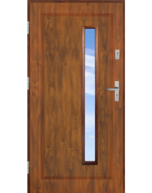 Zdjęcie: Drzwi zewnętrzne stalowo-drewniane Disting Mario 04B Dąb złoty 90 cm lewe KR CENTER