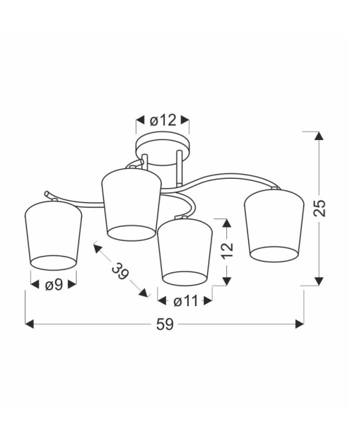 Zdjęcie: Lampa sufitowa Esnyr chromowy + czarny 4x40 W E27 klosz biały CANDELLUX