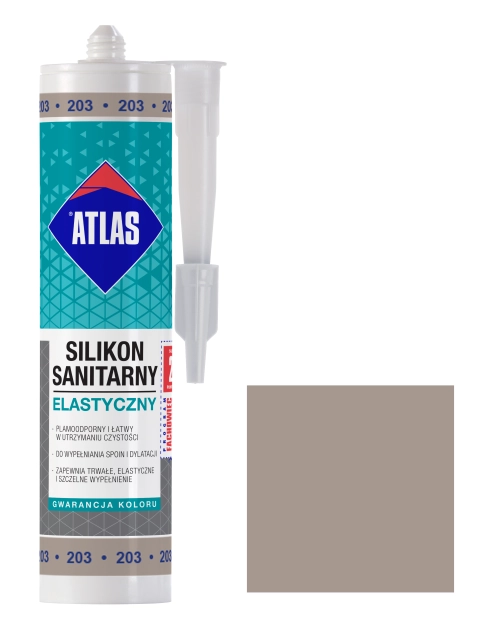 Zdjęcie: Silikon sanitarny elastyczny 203 stalowy 280 ml ATLAS