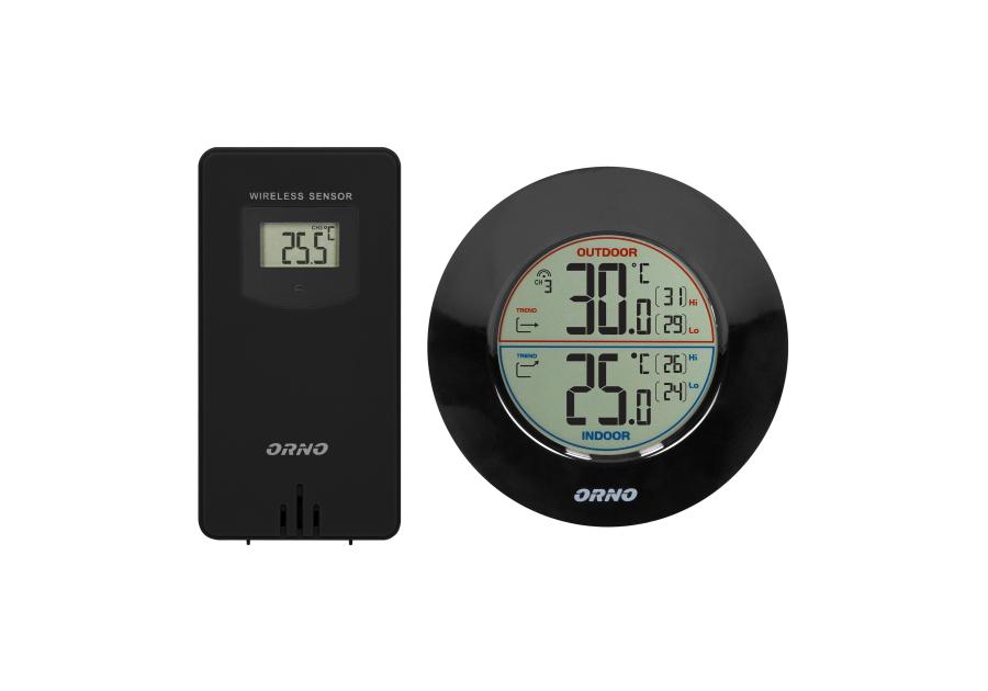 Zdjęcie: Stacja pogodowa z pomiarem temperatury czarna OR-SP-3100B bezprzewodowa ORNO