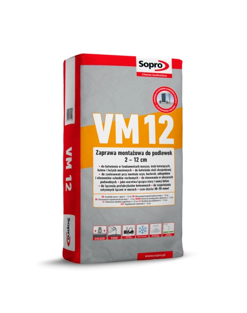 Zdjęcie: Zaprawa montażowa szybkowiążąca do podlewek VM 12 SOPRO