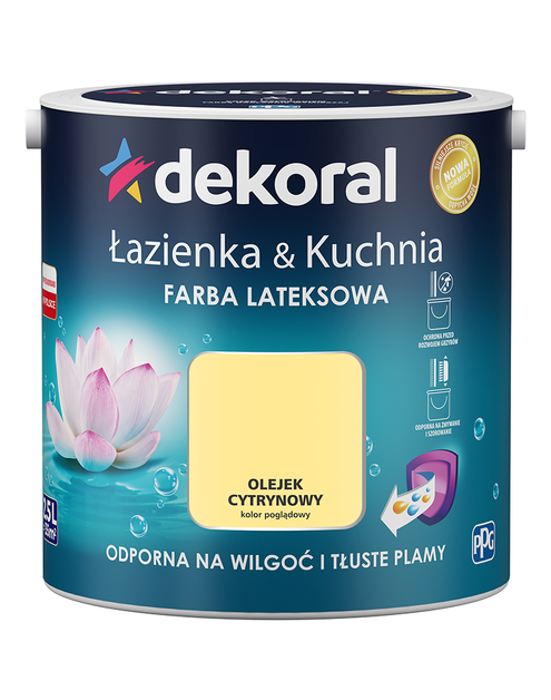 Zdjęcie: Farba lateksowa Łazienka&Kuchnia olejek cytrynowy 2,5 L DEKORAL