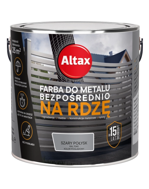Zdjęcie: Farba do metalu 2,5 L szary połysk ALTAX