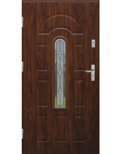 Zdjęcie: Drzwi zewnętrzne stalowo-drewniane Disting Fedora 03 Orzech 90 cm lewe KR CENTER