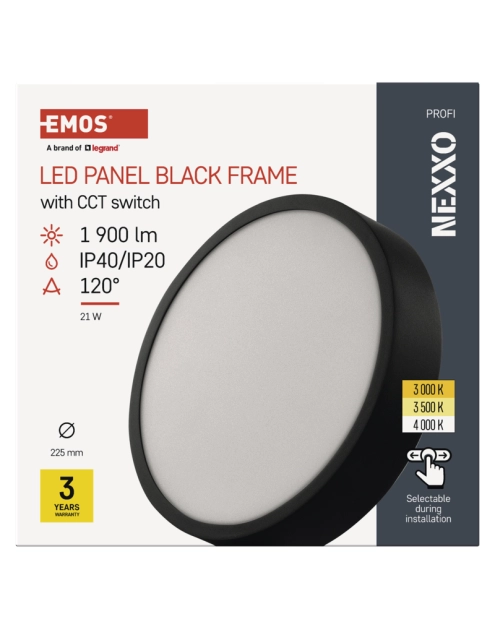 Zdjęcie: Panel LED natynkowy Nexxo, okrągły, czarny, 21W, CCT EMOS