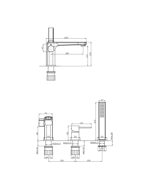 Zdjęcie: Bateria wannowa 3-otworowa Glamour chrom INVENA