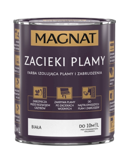 Zdjęcie: Farba biała zacieki i plamy 0,8 L MAGNAT