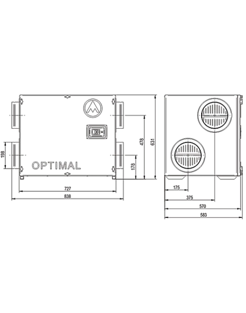 Zdjęcie: Centrala wentylacyjna Optimal 600 by-pass DOSPEL