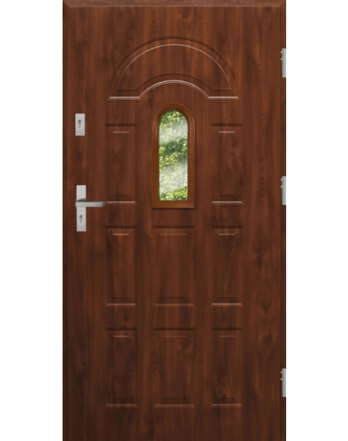 Zdjęcie: Drzwi zewnętrzne stalowo-drewniane Disting Fedora 02 Dąb złoty 90 cm prawe KR CENTER