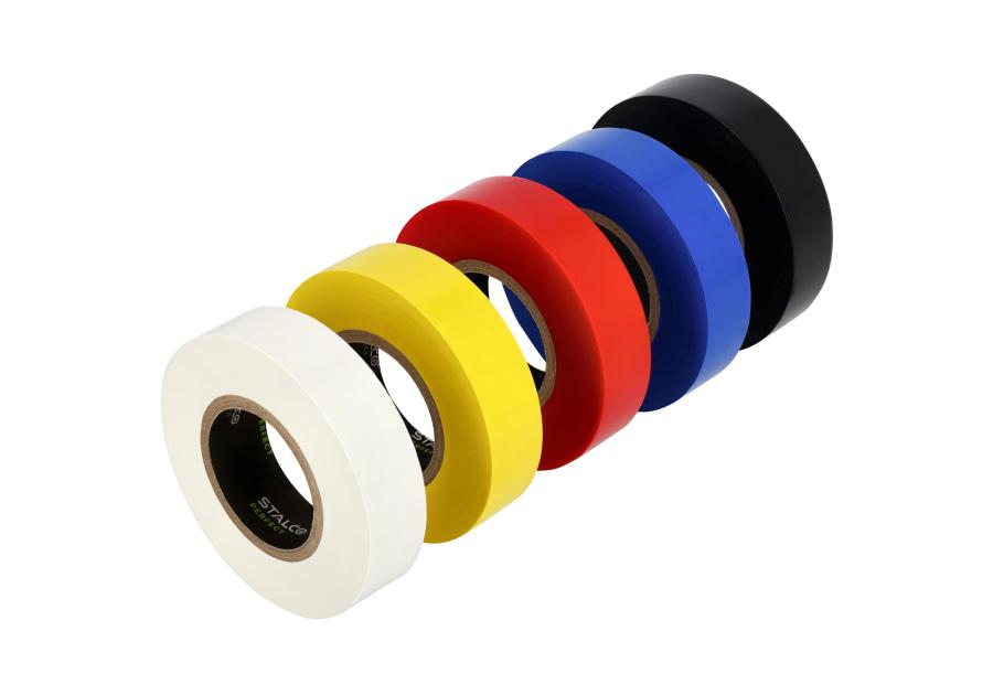 Zdjęcie: Taśma izolacyjna PVC 0,18 mm x 19 mm x 18 m mix 5 kolorów STALCO PERFECT