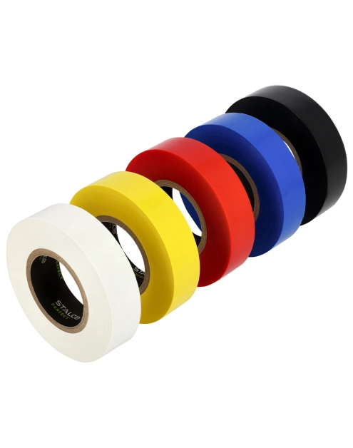 Zdjęcie: Taśma izolacyjna PVC 0,18 mm x 19 mm x 18 m mix 5 kolorów STALCO PERFECT