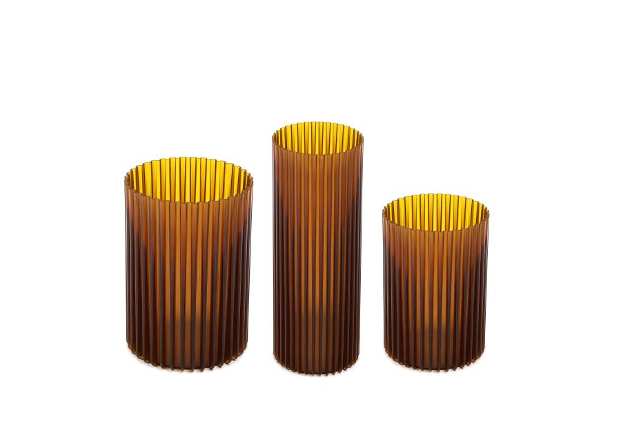 Zdjęcie: Zestaw wazonów Nemo, 3 sztuki, miodowy transparentny LAMELA