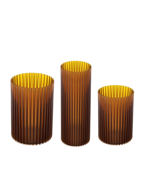 Zdjęcie: Zestaw wazonów Nemo, 3 sztuki, miodowy transparentny LAMELA