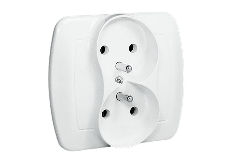 Zdjęcie: Gniazdo podwójne z uziemieniem AGZ2 białe ECOLINE